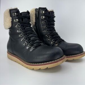 Royal Canadian Lethbridge Leather Shearling Cuff Boot Women's Color Black SZ 7.5